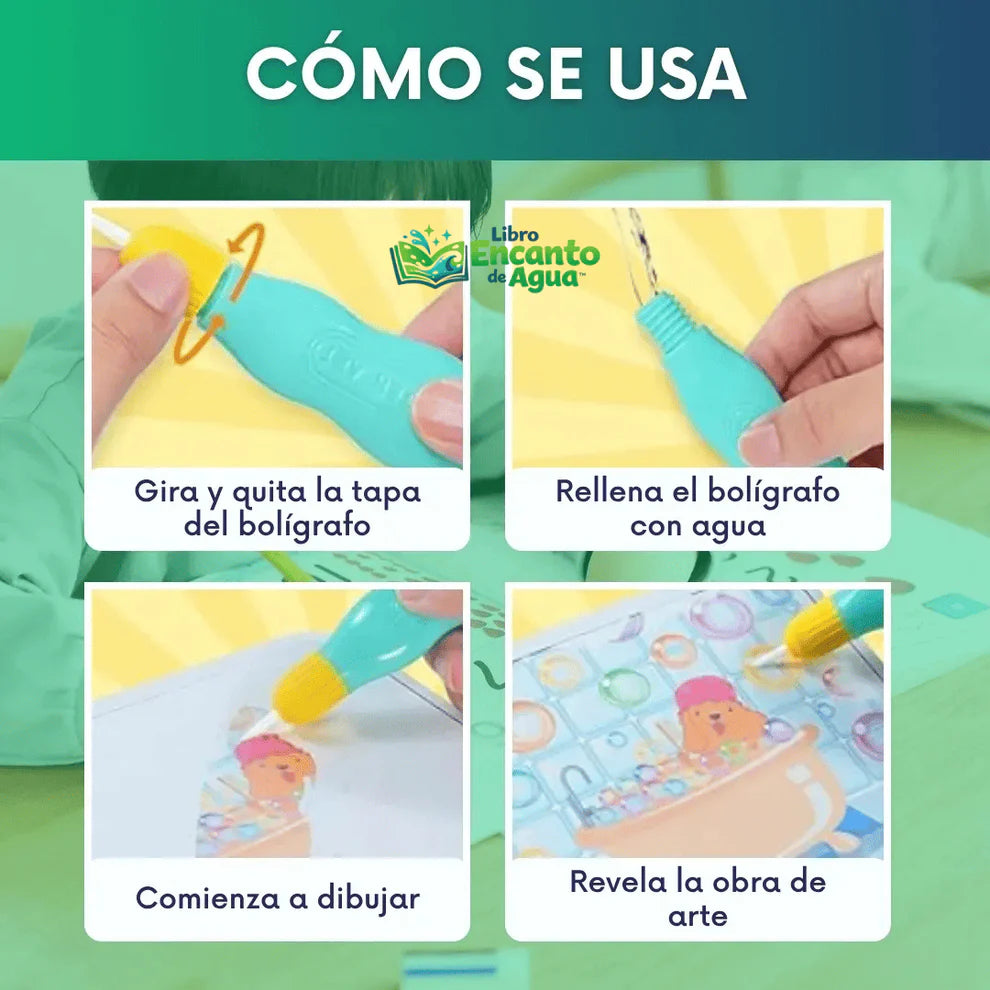 Libro Encanto de Agua™ | Libro Mágico Educativo Reutilizable para Niños 2x1