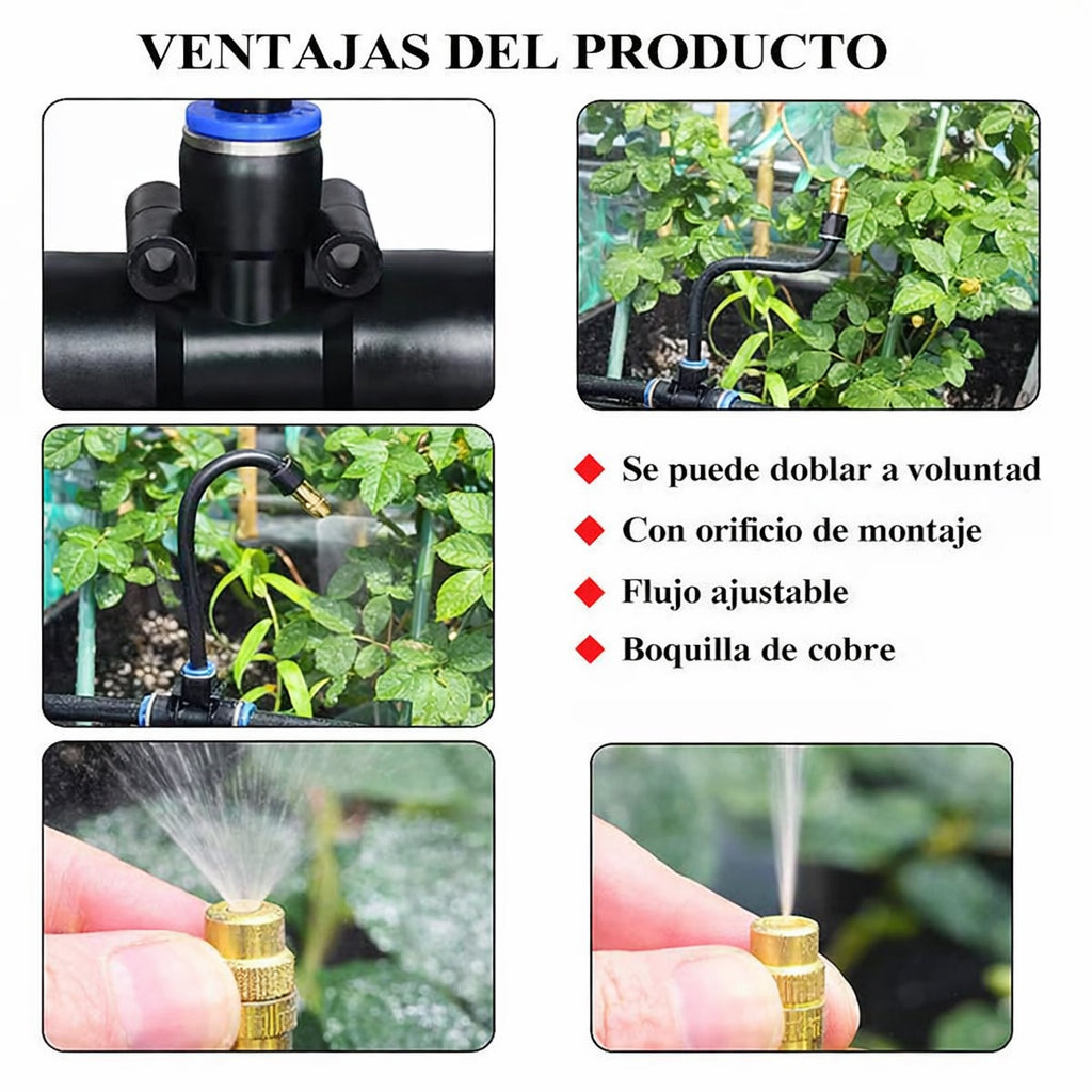 Kit de riego por goteo con manguera flexible de 360°(5 METROS Y 5 BOQUILLAS)