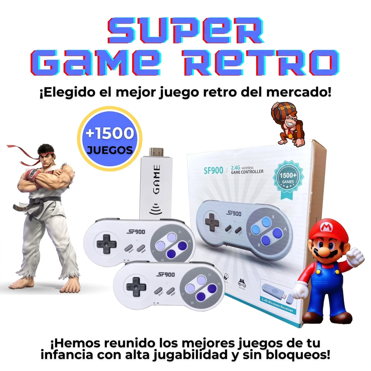 Consola súper retro + 2 mandos