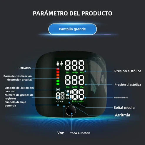 Monitor de presión digital con voz para información de resultado