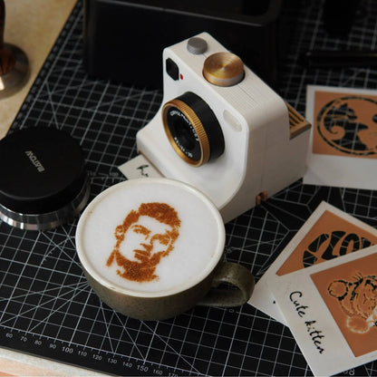 🔥 Cámara de Arte de Café Retro – Impresora Mecánica de Plantillas para Latte