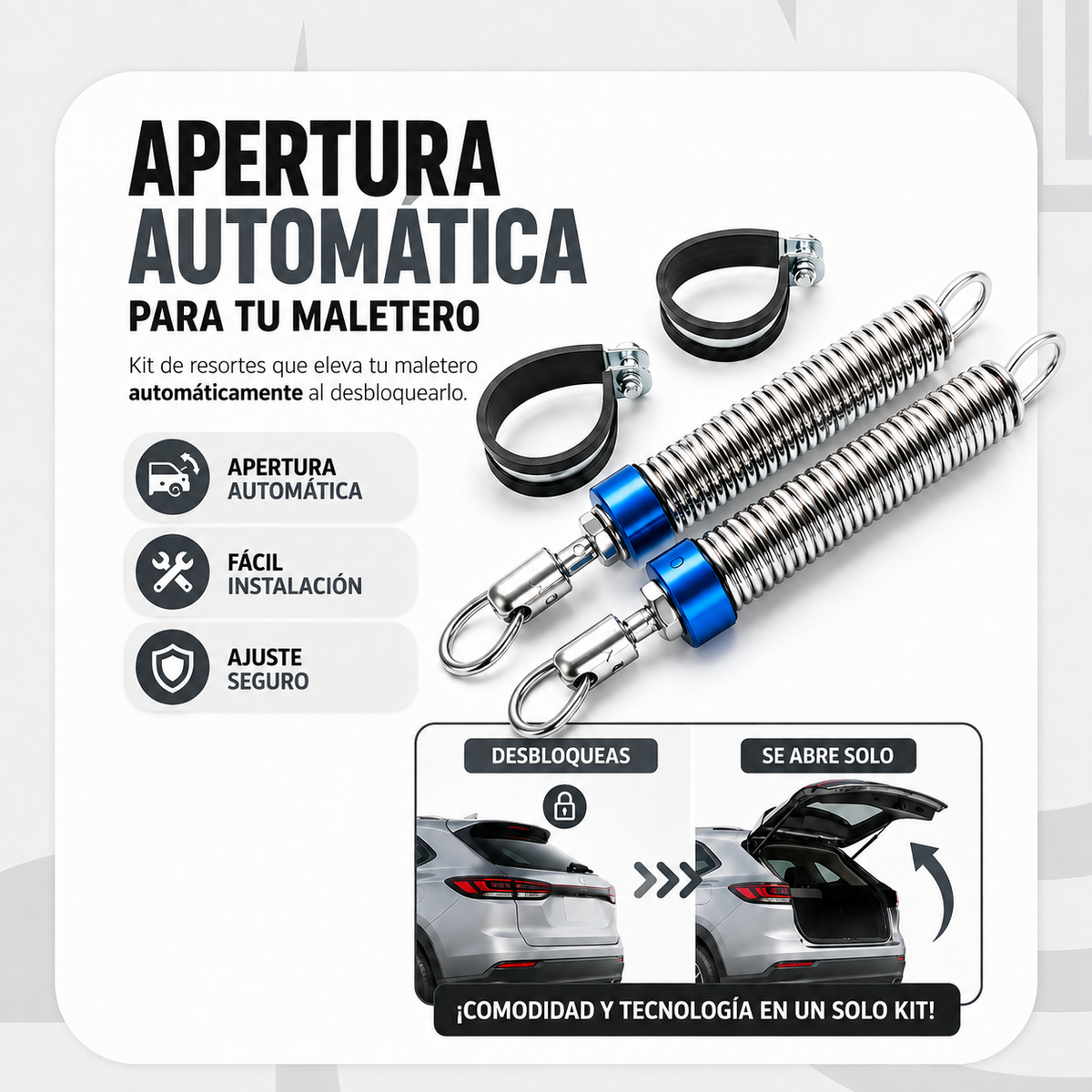Elevador automático de muelles para maletero: asistencia para la apertura del maletero sin usar las manos