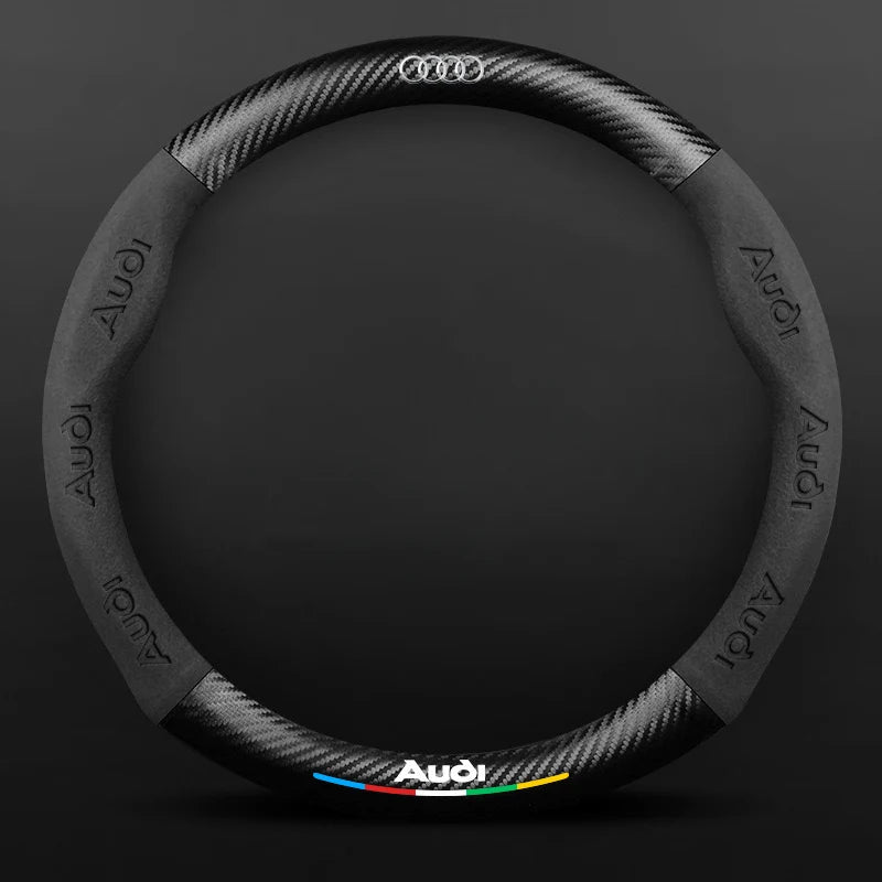 TrackVibe | Funda para volante de gamuza de carbono – Antideslizante y resistente al desgaste