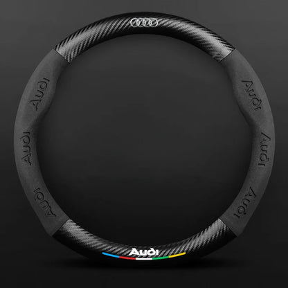 TrackVibe | Funda para volante de gamuza de carbono – Antideslizante y resistente al desgaste