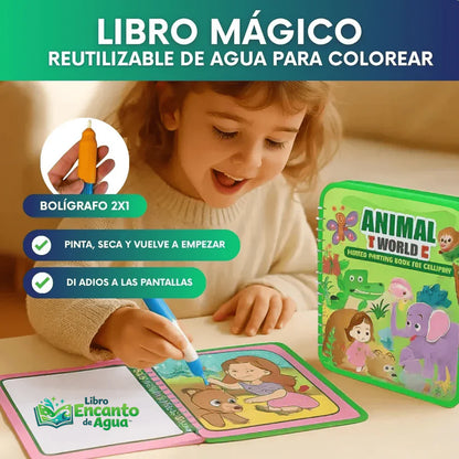Libro Encanto de Agua™ | Libro Mágico Educativo Reutilizable para Niños 2x1