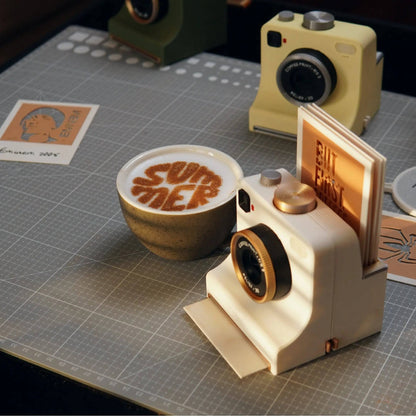 🔥 Cámara de Arte de Café Retro – Impresora Mecánica de Plantillas para Latte