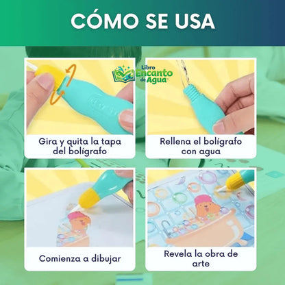 Libro Encanto de Agua™ | Libro Mágico Educativo Reutilizable para Niños 2x1