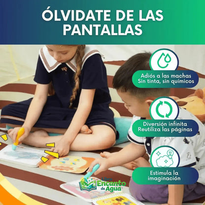 Libro Encanto de Agua™ | Libro Mágico Educativo Reutilizable para Niños 2x1