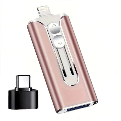 Memoria USB 4 en 1 para todos los teléfonos (iPhone, Android, USB-C y Lightning) y PC