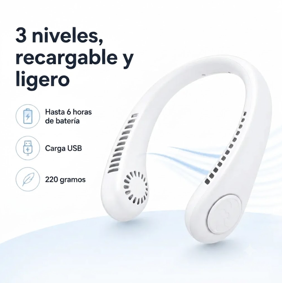 NekFan™ - Ventilador de cuello portátil y recargable para un enfriamiento instantáneo.
