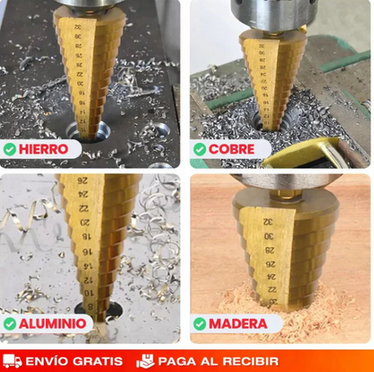 🔩 SET DE 6 BROCAS ESCALONADAS DE TITANIO