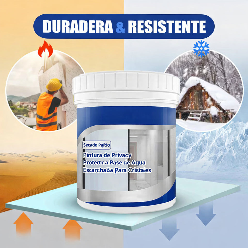 Pintura esmerilada a base de agua para vidrio con protección de privacidad para uso doméstico.