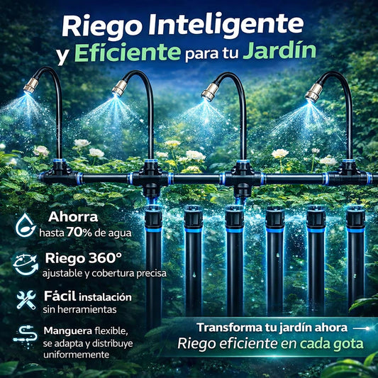 Kit de riego por goteo con manguera flexible de 360°(5 METROS Y 5 BOQUILLAS)