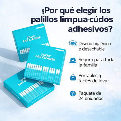 Palitos adhesivos para limpiar los oídos: cuidado suave y visible de los oídos.