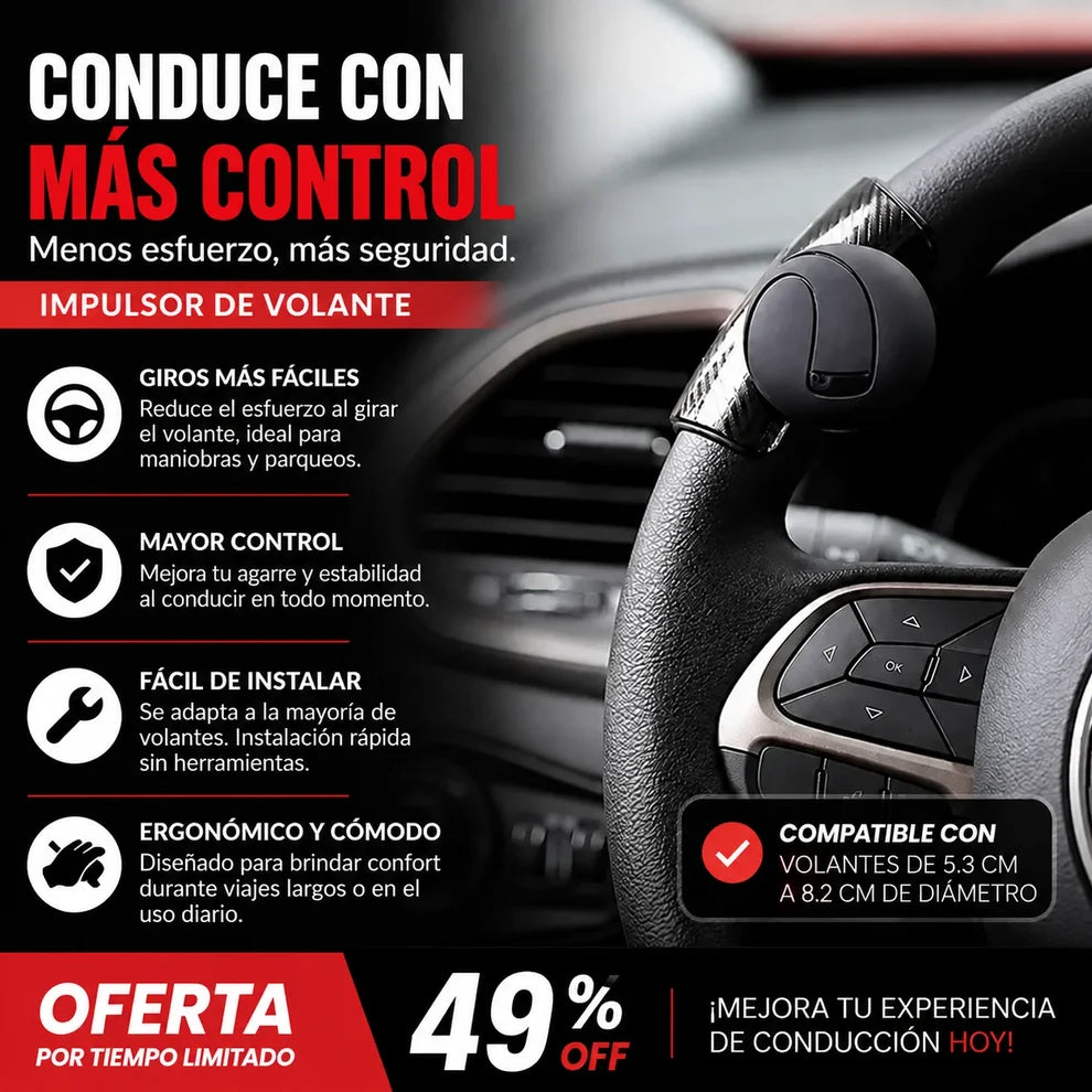 Pomo Volante Auto - Amplificador De Giro Para Conducción Con Una Mano