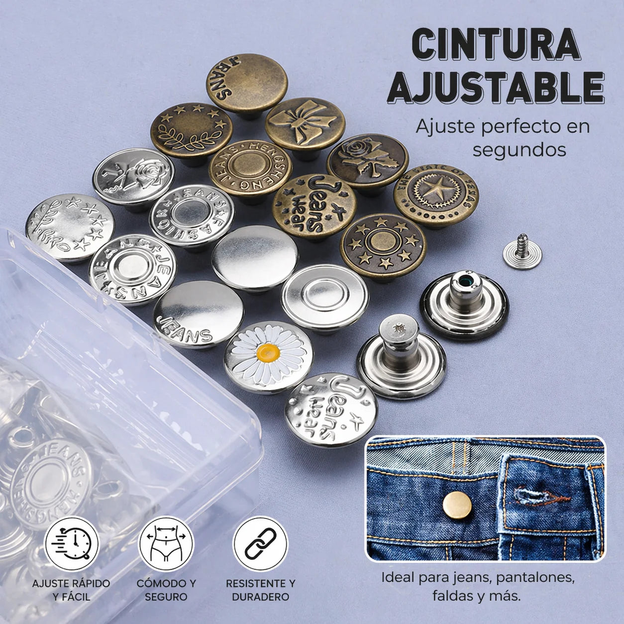 Juego de botones extraíbles para jeans sin costuras, Compra 1 y llévate 1 gratis (20 unidades)