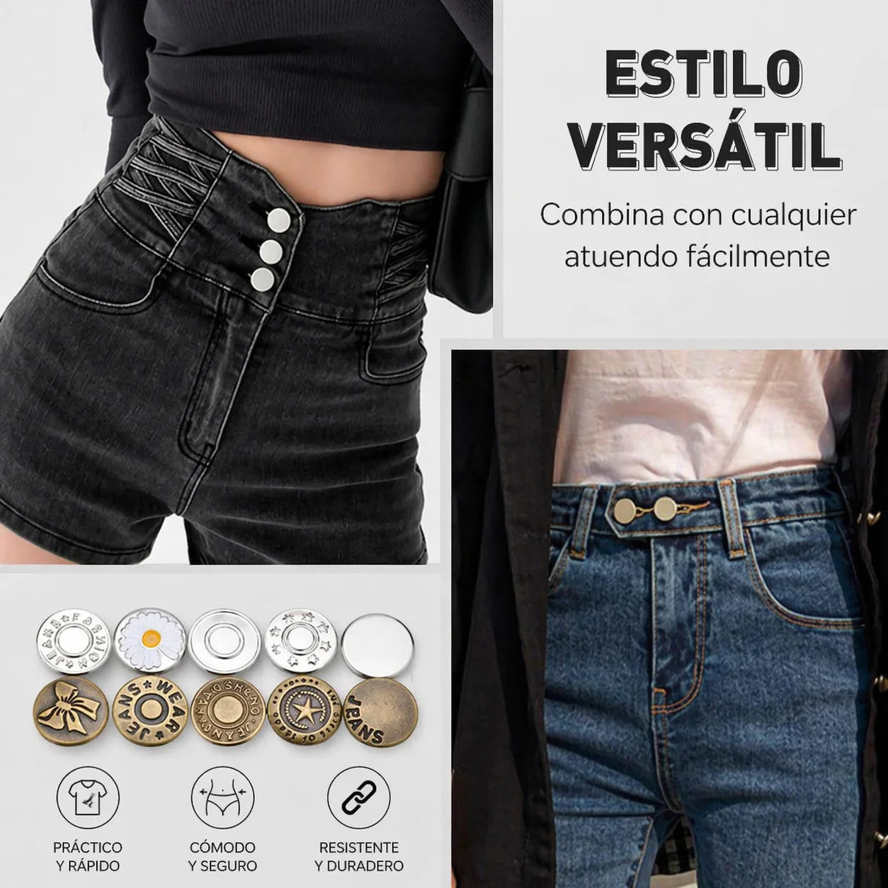 Juego de botones extraíbles para jeans sin costuras, Compra 1 y llévate 1 gratis (20 unidades)