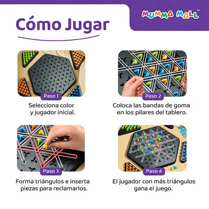 Juego de goma en forma de triángulo, 2-4 jugadores - Impulsa las habilidades cognitivas y la diversión para niños y adultos