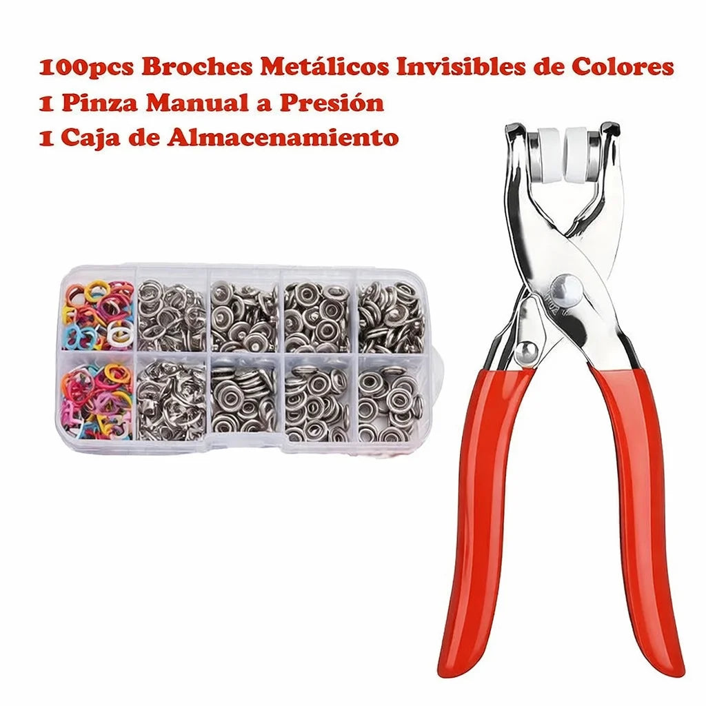 Juego de alicates para cierres a presión: kit de herramientas para instalar botones fácilmente