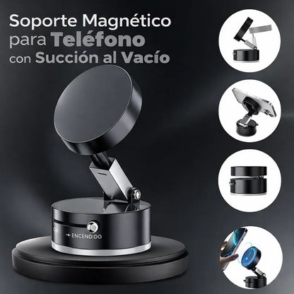Soporte magnético para teléfono con succión al vacío: ¡plegable, giratorio 360° y funciona en todas partes!