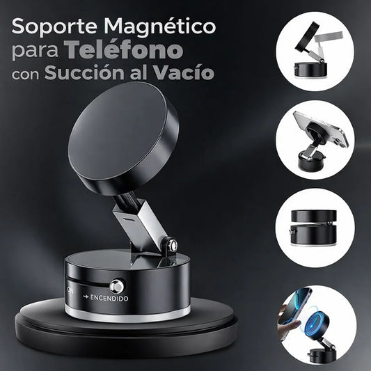 Soporte magnético para teléfono con succión al vacío: ¡plegable, giratorio 360° y funciona en todas partes!