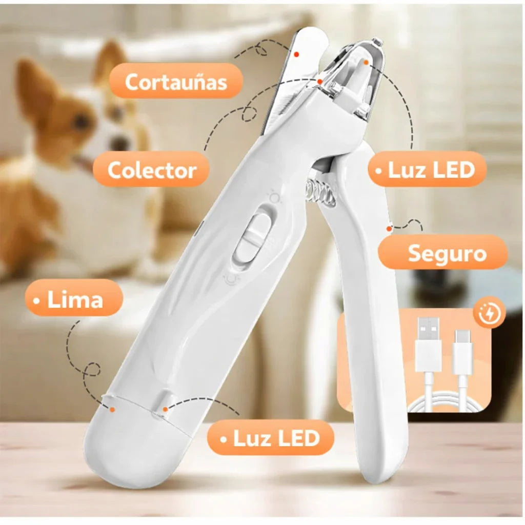 Corta uñas 2 en 1 para perros y gatos con luz LED (cortauñas + limador)