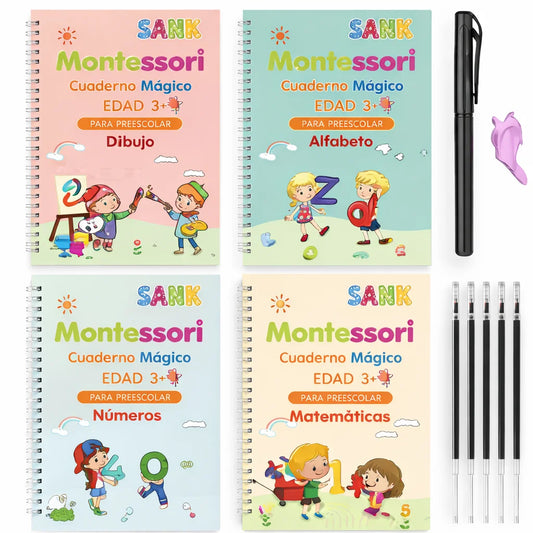 Combo “libros magicos” – 4 cuadernos, dibujo, matemáticas, alfabeto y números
