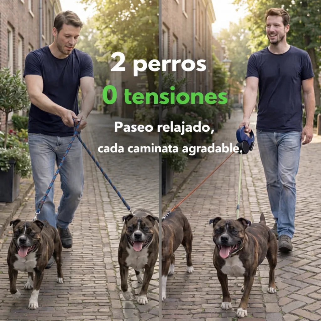 Correa retractil doble: dos perros, cero nudos