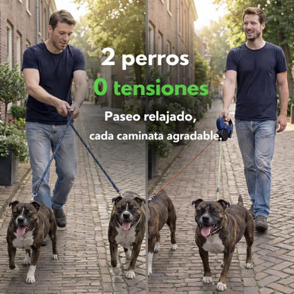Correa retractil doble: dos perros, cero nudos