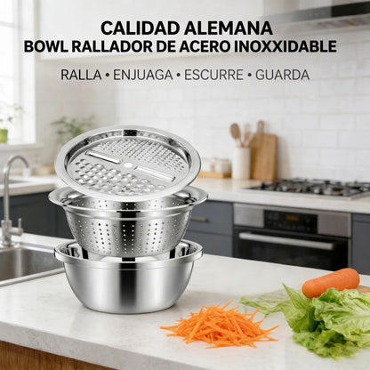 🍴 Rallador de acero inoxidable 3 en 1 de calidad alemana