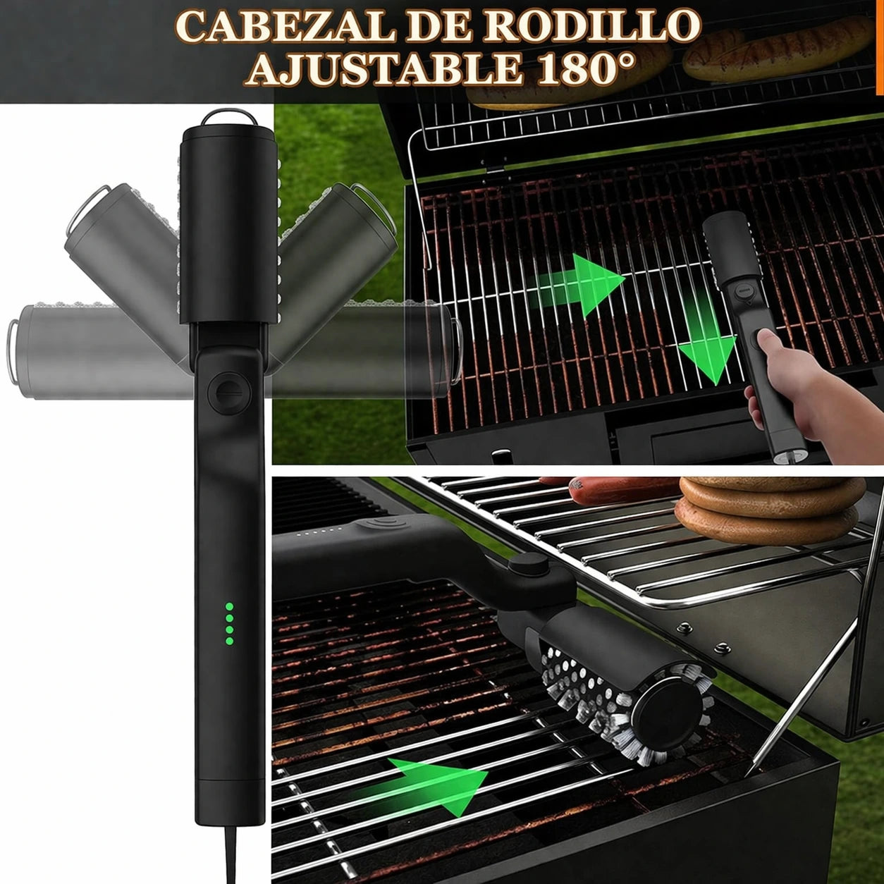 🔥 ¡50% DE DESCUENTO AHORA! 🍖 Cepillo eléctrico inalámbrico para limpiar barbacoas: limpieza profunda, mango largo y recargable 🔋
