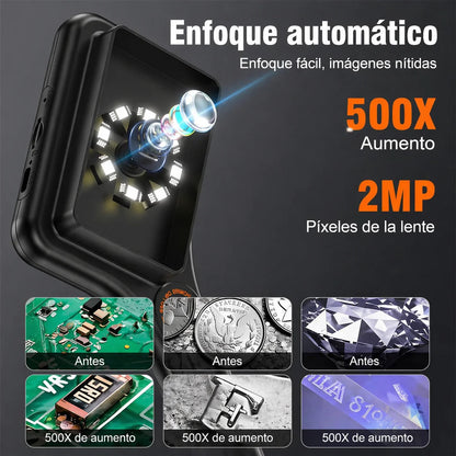 Lupa de lectura rectangular 500X con luz LED regulable – Ideal para baja visión, libros y letra pequeña