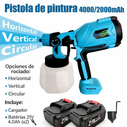 Pulverizador de pintura inalámbrico de alta presión con 2 baterías