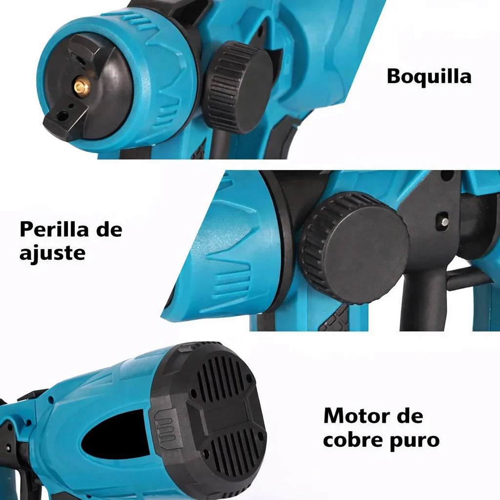 Pulverizador de pintura inalámbrico de alta presión con 2 baterías