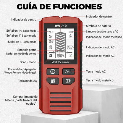 Detector de metales y de pared portátil multifuncional