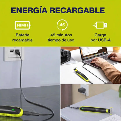 Afeitadora Philips para barba y cuerpo recargable con cuchilla flexible 360°
