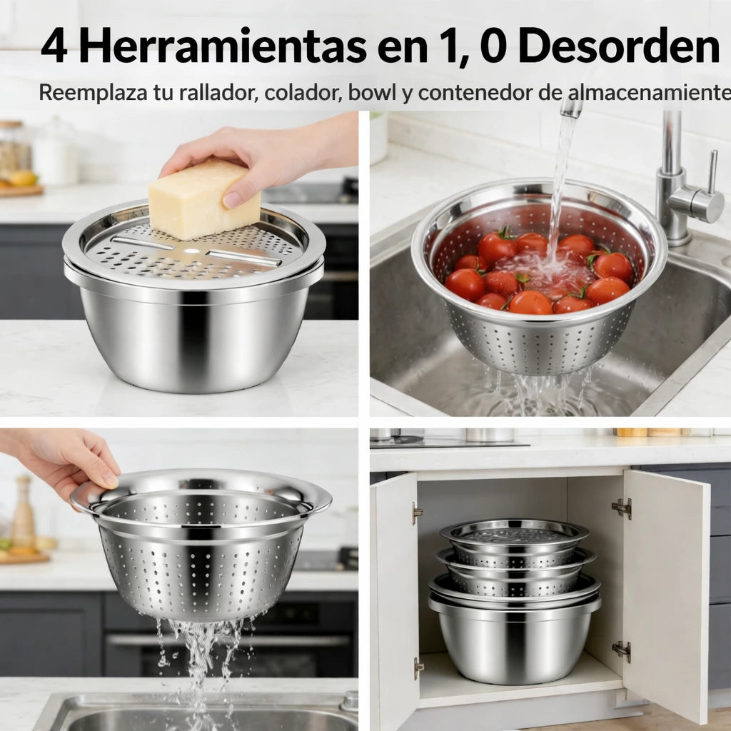 🍴 Rallador de acero inoxidable 3 en 1 de calidad alemana