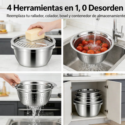 🍴 Rallador de acero inoxidable 3 en 1 de calidad alemana
