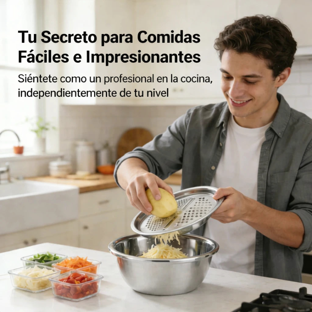 🍴 Rallador de acero inoxidable 3 en 1 de calidad alemana