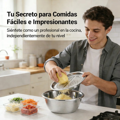 🍴 Rallador de acero inoxidable 3 en 1 de calidad alemana