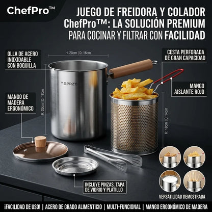 OLLA FREIDORA DE ACERO INOXIDABLE - Ahorra aceite y simplifica tus preparaciones