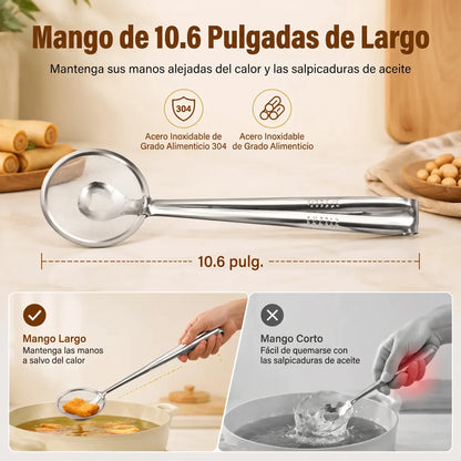 Pinzas coladoras de aceite de acero inoxidable 2 en 1