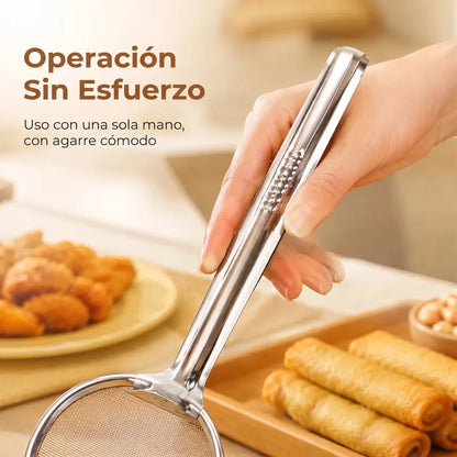 Pinzas coladoras de aceite de acero inoxidable 2 en 1
