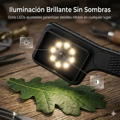 Lupa de lectura rectangular 500X con luz LED regulable – Ideal para baja visión, libros y letra pequeña