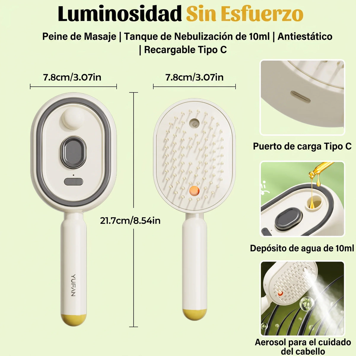 Cepillo alisador de cabello eléctrico ICONIC™ 4 en 1 con masaje y queratina