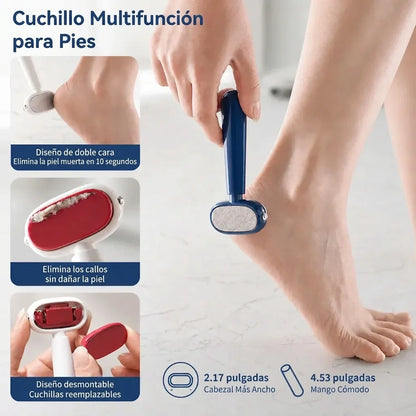 Removedor de callos de doble cara para pies, raspador de pies con cuchilla reemplazable de acero inoxidable 🦶