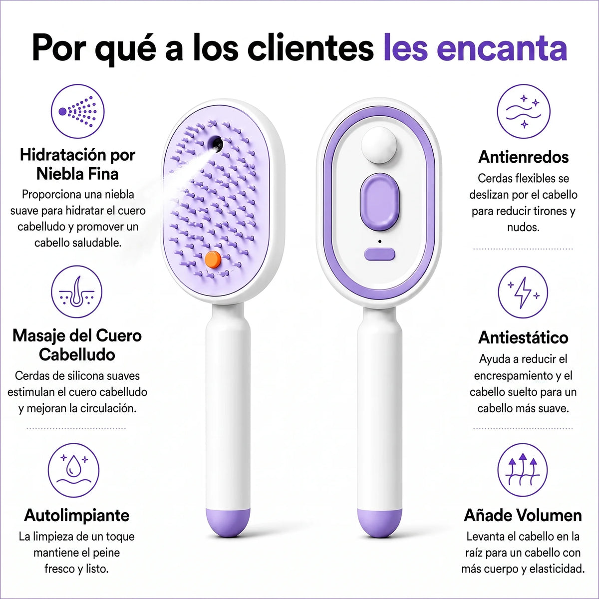 Cepillo alisador de cabello eléctrico ICONIC™ 4 en 1 con masaje y queratina