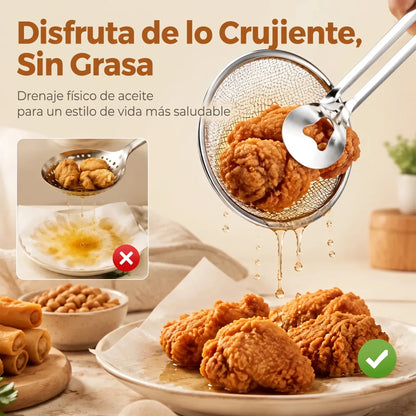 Pinzas coladoras de aceite de acero inoxidable 2 en 1