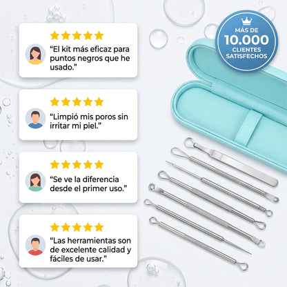Kit profesional de limpieza de poros 8 en 1  en acero quirúrgico- PORACLEAN™