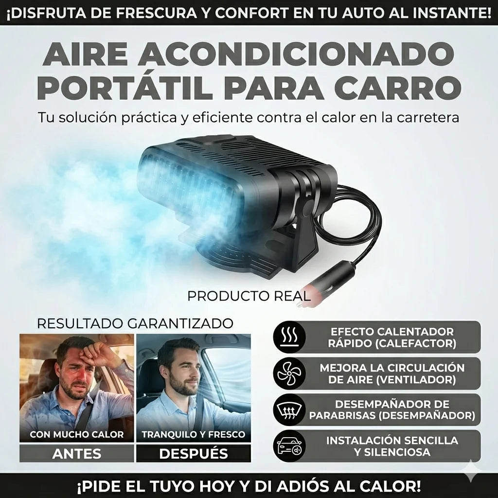 Deja de sudar en tu carro — frío, calor y visibilidad en un solo dispositivo